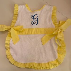The Beaufort bonnet yellow ribbon, terry cloth monogrammed G cover up